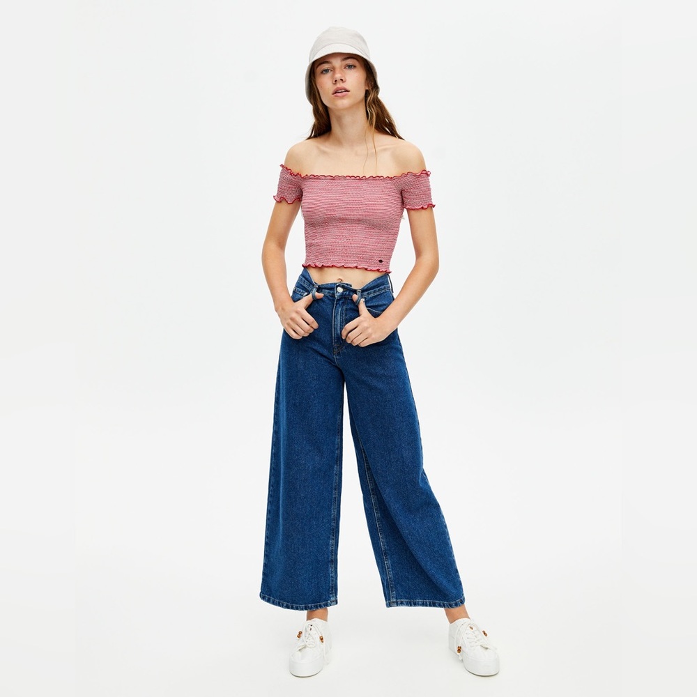 3 for $25! Striped Ruffles Ribbed Top - Picture 2 of 8